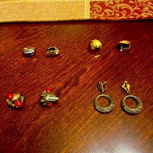 4 pair clip on earrings